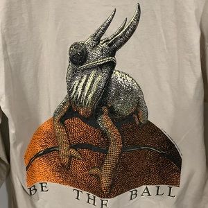 Beige Long Sleeve Tee with Graphic Design